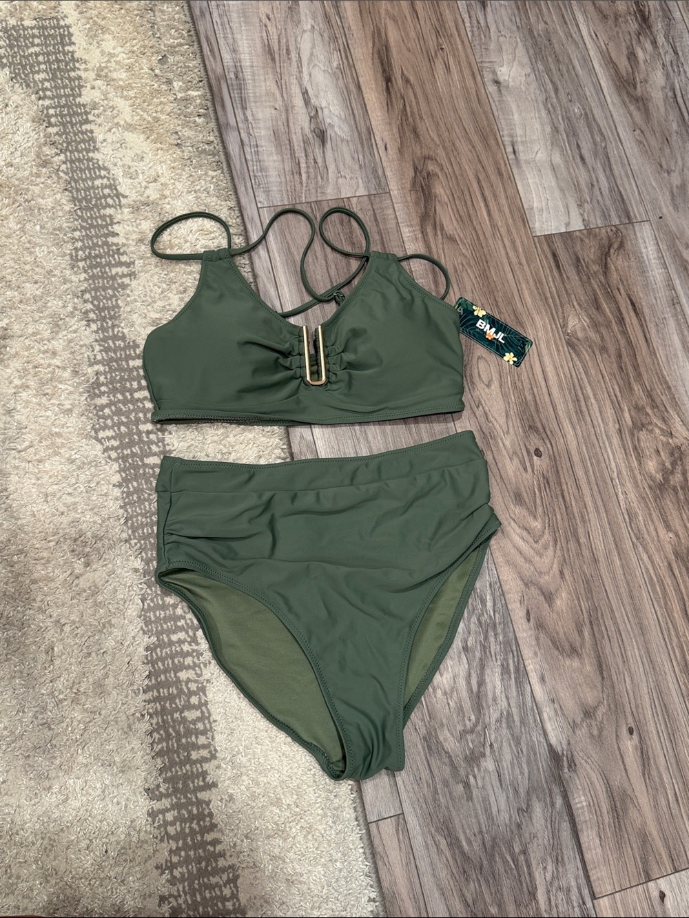 Olive Green High-Waist Bikini Set